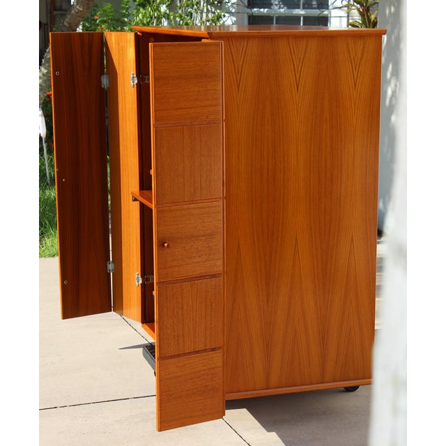 Trak Mid-Century Modern Teak Hidden Office Armoire / Workstation Cabinet For Sale - Image 9 of 18