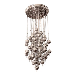 1970s Space Age Chrome Cascade Chandelier by Verner Panton for J. Lüber Ag For Sale