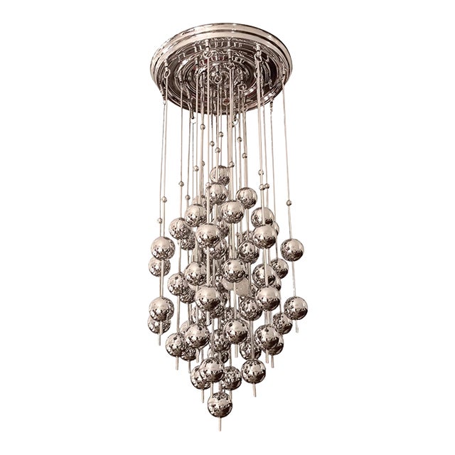 1970s Space Age Chrome Cascade Chandelier by Verner Panton for J. Lüber Ag For Sale
