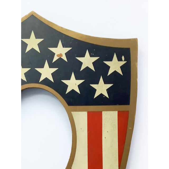 American Antique Painted Patriotic Picture Frame/Flag Holder Shield For Sale - Image 3 of 6