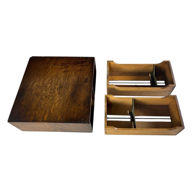Antique Globe Tiger Oak Wood File Index Card Cabinet 2 Drawer, For sale is this very nice vintage file drawer. Both...