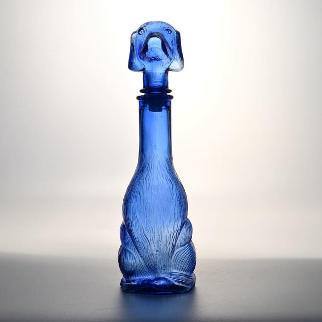 Dog-Shaped Carafe in Blue Glass from Empoli, 1960s For Sale - Image 15 of 15