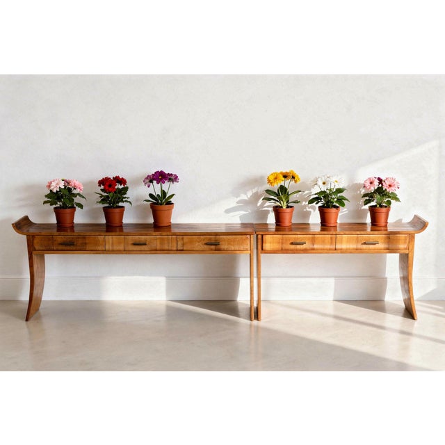 Console Tables in Walnut and Cherry, Czech, 1920s, Set of 2 For Sale - Image 9 of 17