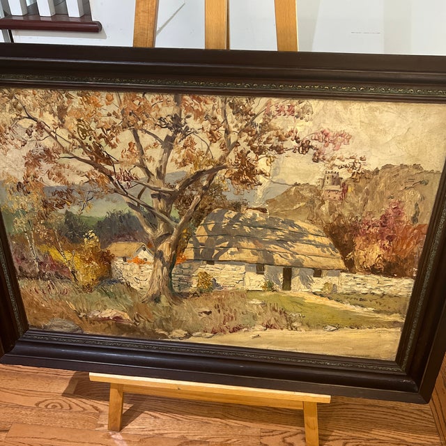 Oil on Canvas American School Impasto by Irish Artist Ralph Cone Framed Signed Made in 1940 For Sale - Image 4 of 12