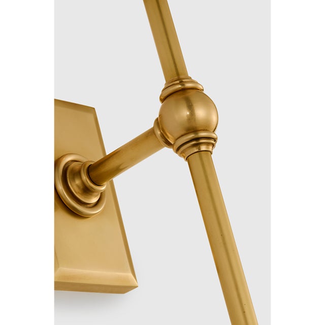 Traditional Chapman & Myers for Visual Comfort Signature Classic 19" Tail Sconce in Antique-Burnished Brass with Linen Shades For Sale - Image 3 of 7