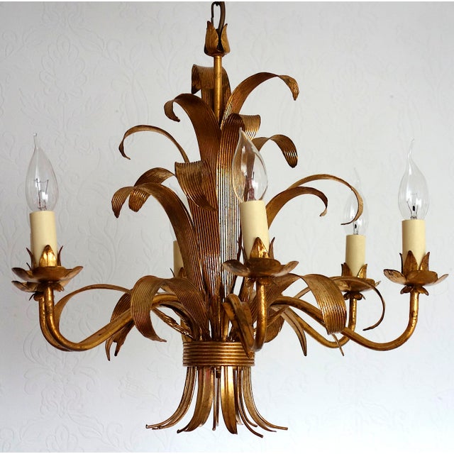 Gilded Metal 6-Light Chandelier by Hans Kögl, 1970s For Sale - Image 14 of 14