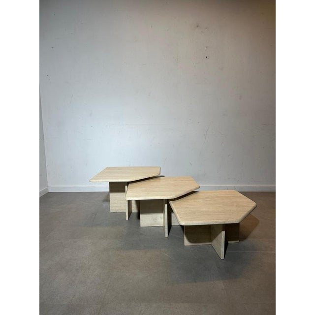 Vintage Travertine Nesting Tables, Set of 3 For Sale - Image 3 of 8