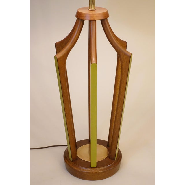 Coffee 1950s Modeline Modern Rare XL Atomic Cage Walnut Brass Table Lamp For Sale - Image 8 of 11