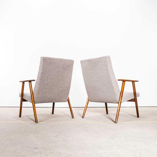 Mid-Century Modern Upholstered Lounge Chair with Straight Arms, 1950s For Sale - Image 6 of 9