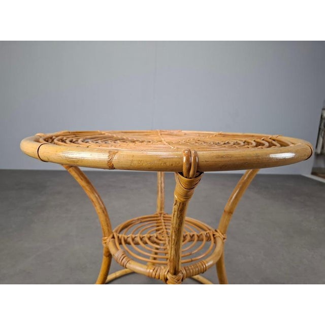 Mid-Century Rattan and Bamboo Side Table, Czechoslovakia, 1960s For Sale - Image 15 of 18