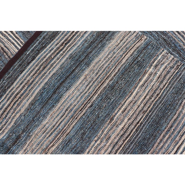 Modern Afghan Kilim Rug by Keivan Woven Arts, Handwoven Wool, Blue 9'0 X 12'2 For Sale - Image 11 of 11