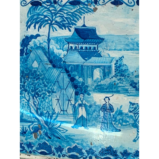 Chinoiserie Blue Tole French Style Chinoiserie Planter For Sale - Image 3 of 12