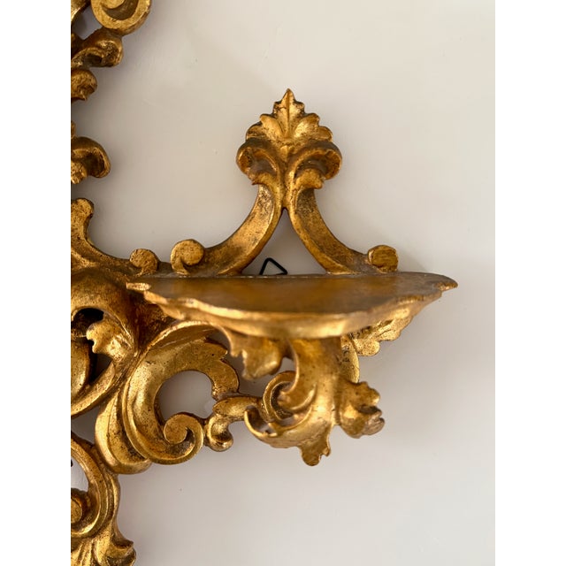 Wood Italian Florentine Double Shelf Wall Bracket For Sale - Image 7 of 14