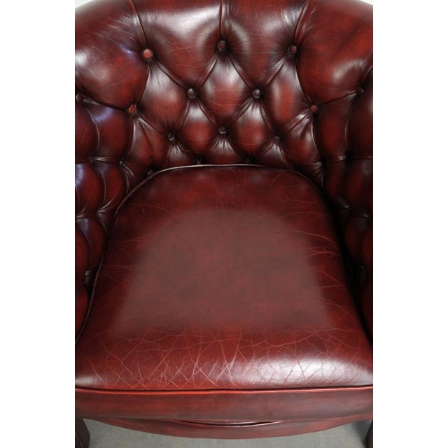 Chesterfield Cowhide Club Armchair in Red For Sale - Image 6 of 14