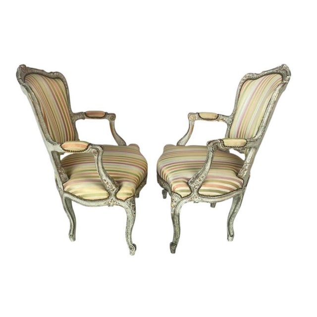 Wood 19th Century French Louis XV Style Rococo Fauteuil Armchairs For Sale - Image 7 of 11