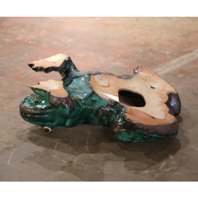 Ceramic Late 20th Century Vintage French Carved and Painted Terracotta Frog Sculpture For Sale - Image 7 of 7
