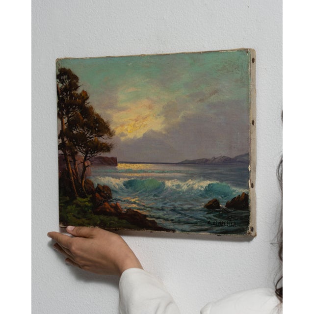 Early 20th Century Belgium Burnt Orange Canvas Painting For Sale In Greensboro - Image 6 of 15