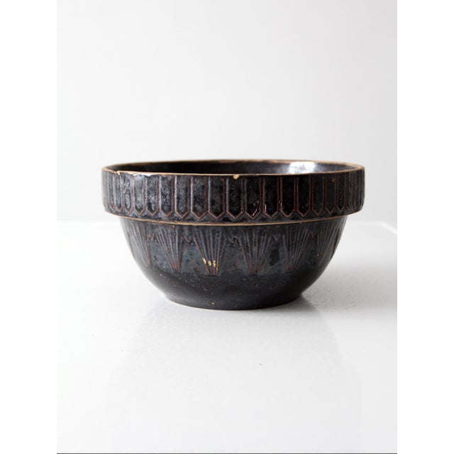 Antique Dark Brown Glazed Stoneware Bowl For Sale - Image 11 of 13