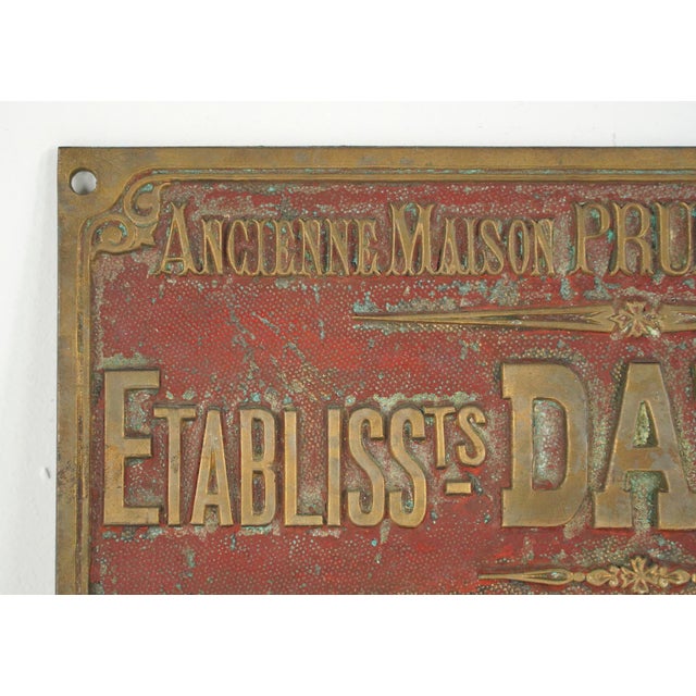 Vintage European French Brass Construction Advertisement Plaque For Sale - Image 4 of 9