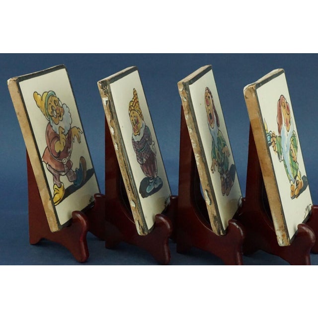 Majolica Tiles with Snow White and the Dwarfs by Leonello Donnini, 1920s, Set of 4 For Sale - Image 4 of 18
