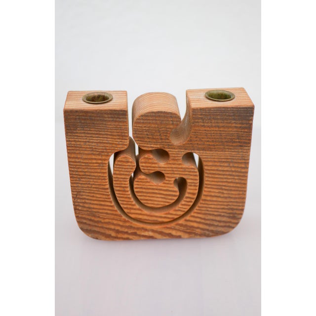 Wood Large Wooden Candleholder by Gunnar Kanevad, 1984 For Sale - Image 7 of 11