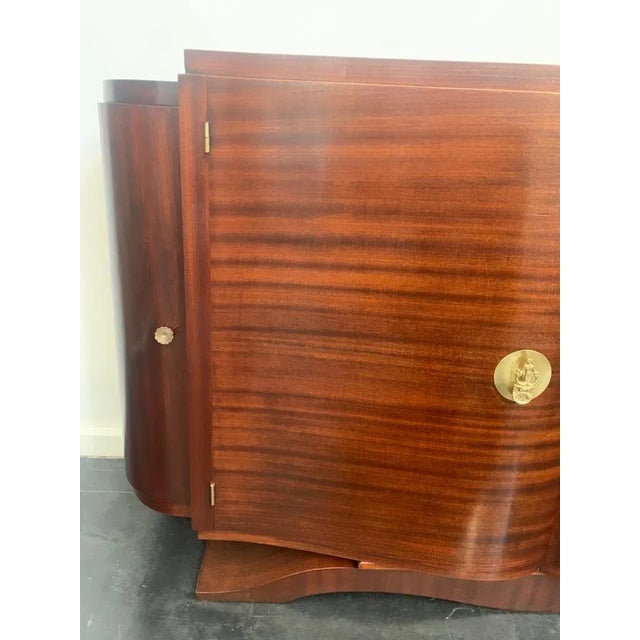 Brown Vintage Jules Leleu Style Mahogany Credenza with Bronze Elements For Sale - Image 8 of 16