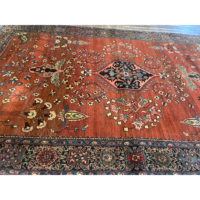 Red Antique Persian Sarouk Feraghan Rug For Sale - Image 8 of 8