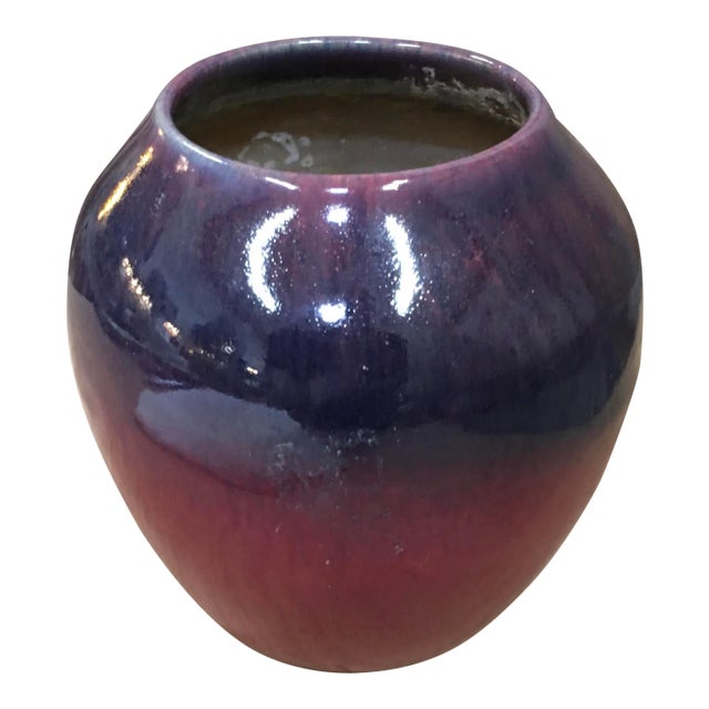 Vintage Purple and Mauve Glazed Vase For Sale