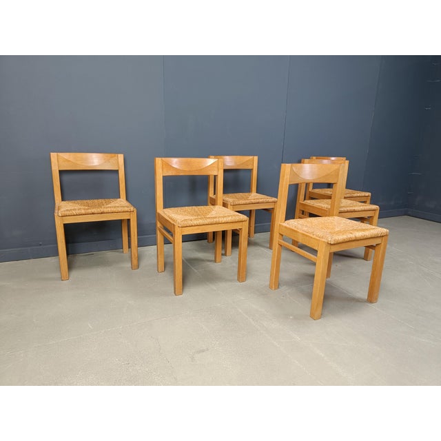 Vintage Oak and Wicker Dining Chairs, 1960s, Set of 6 For Sale - Image 6 of 12