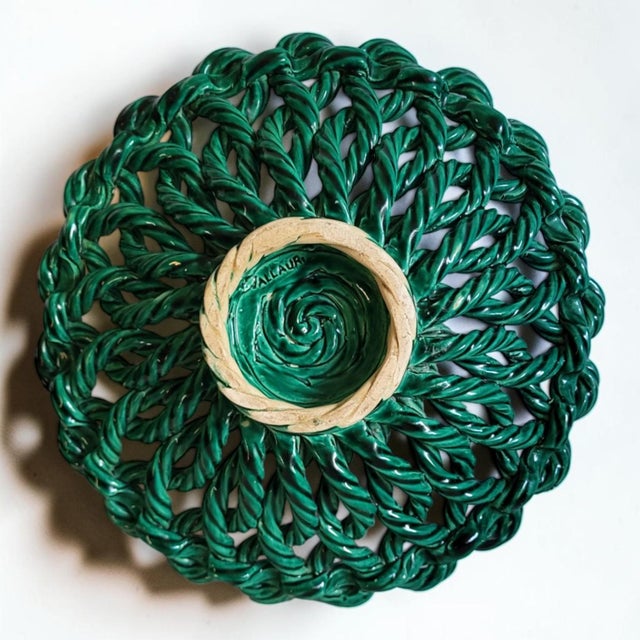 Vintage Woven Ceramic Basket, Vallauris, 1950s For Sale - Image 11 of 13