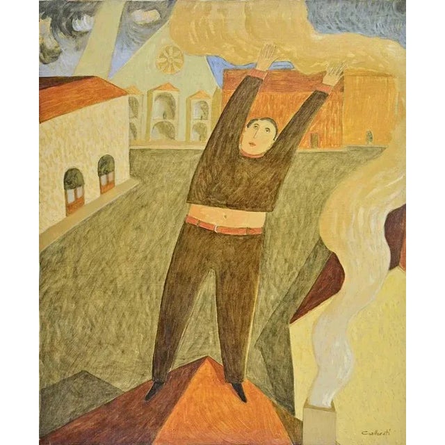 Modern Alberto Gallerati, Take the Future, Oil on Canvas, 1970s For Sale - Image 3 of 3