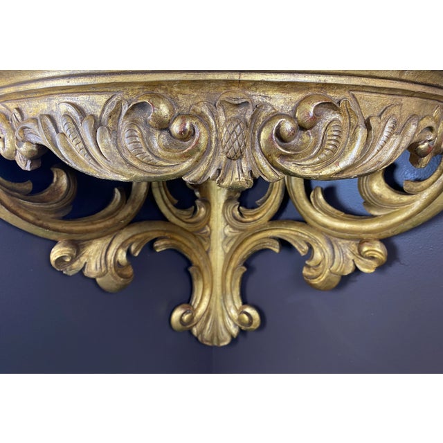 Carved Gilt Corner Console With Marble Top For Sale - Image 10 of 13