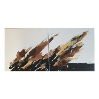 Christian Feltin, Lelan Rocheux-Diptych, Acrylic on Canvas For Sale