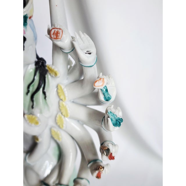 Chinese Mid 20th Century Chinese 1000 Hand Statue Hand Painted Asian Figurine For Sale - Image 3 of 10