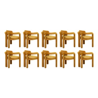 Double Arch Dining Chairs in Mustard Cotton Velvet from Insidherland, Set of 10 For Sale