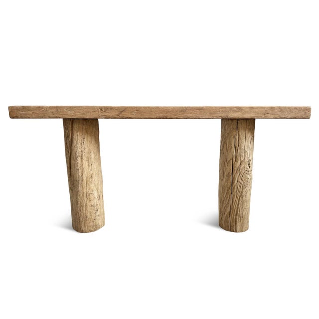 Vintage Bleached Elm Log Console Table For Sale In Los Angeles - Image 6 of 7