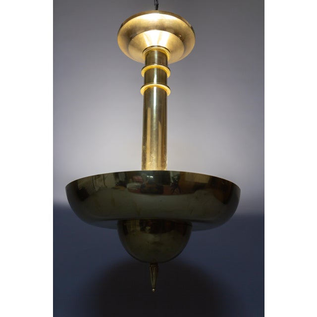 Art Deco Brass Inverted Dome Six-Light Pendant Lamp, Germany, 1930s For Sale - Image 12 of 18