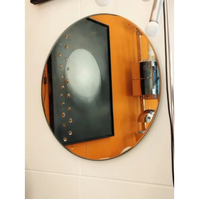 Gold Cristal Art Round Wall Mirror, Italy, 1970s For Sale - Image 8 of 9