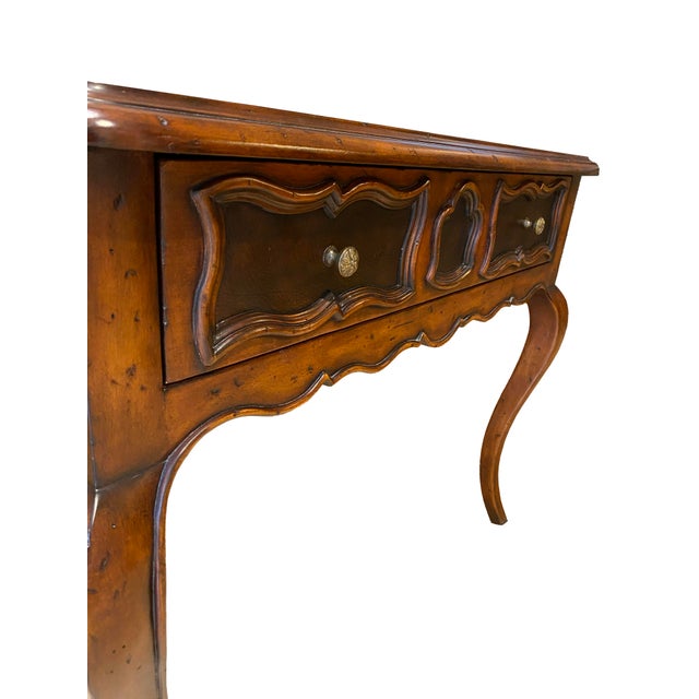 Late 20th Century Drexel Heritage Table With Leather Inlay For Sale - Image 5 of 13
