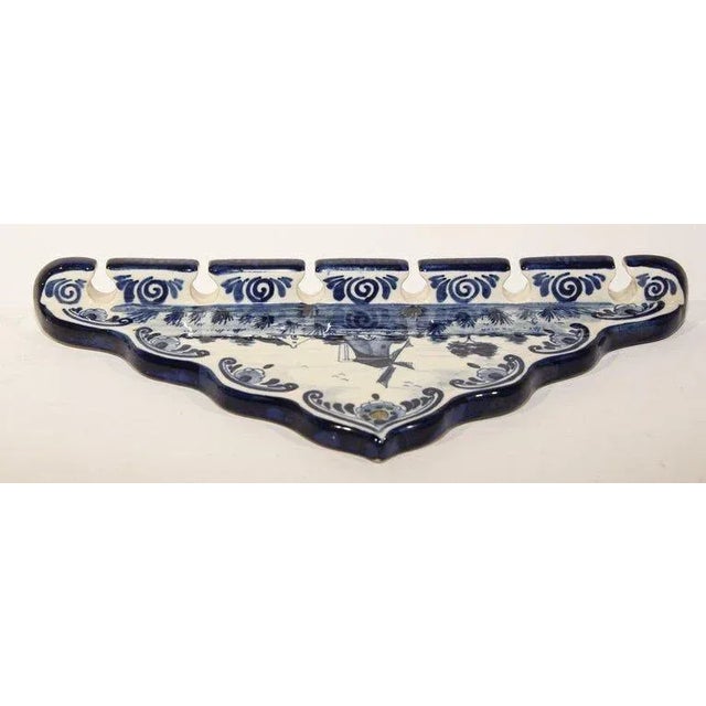 Antique White Vintage Blue and White Delft Porcelain Spoon Rack For Sale - Image 8 of 13