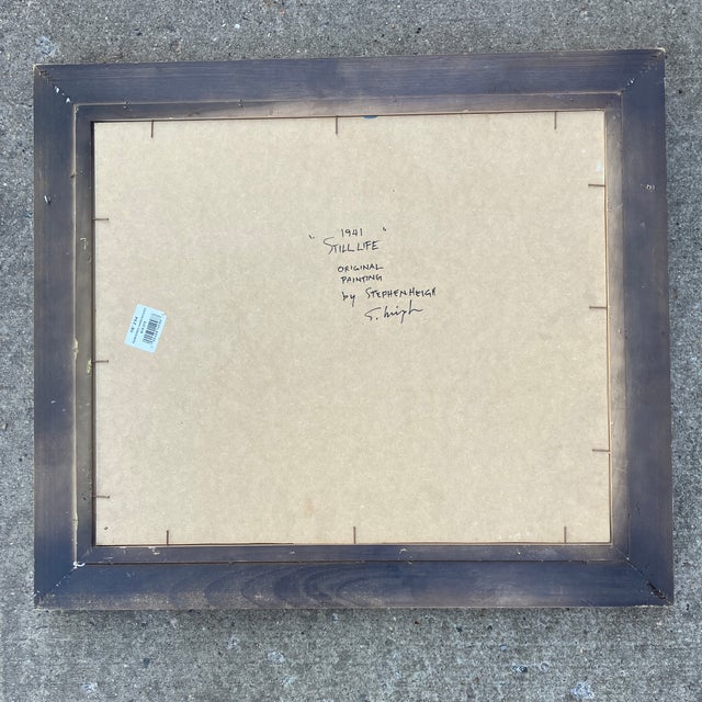 Contemporary Original Stephen Heigh Modernist Still Life Painting Vintage Ornate Frame “1941 Still Life” For Sale - Image 4 of 4