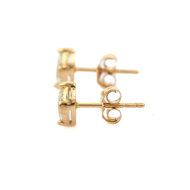 18k Gold Marquise Dainty Diamond Solitaire Earrings - 2 Pieces For Sale - Image 4 of 6