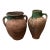 Late 19th Century Rustic Pair Terracotta Olive Jars/Vases Green Glazed Rim, Handles W/ Original Seal For Sale