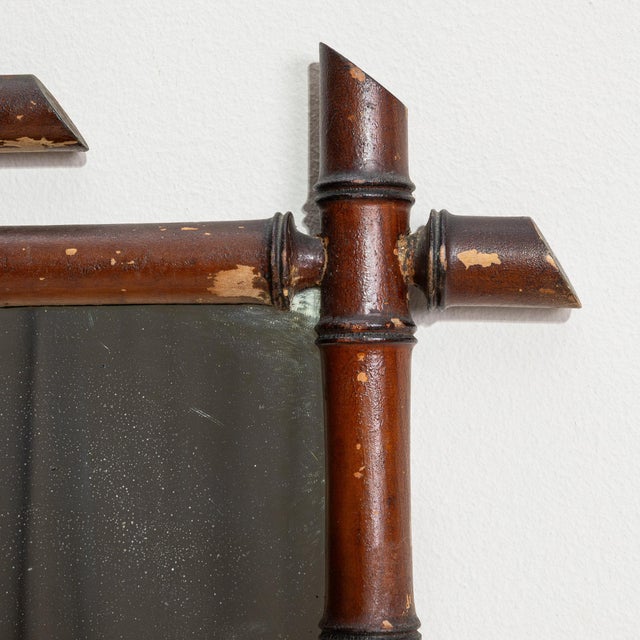 19th Century France Brown Wood Mirror For Sale - Image 9 of 10