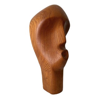 Modernist Abstract Bust Sculpture in Wood, Britain, Mid-20th Century For Sale