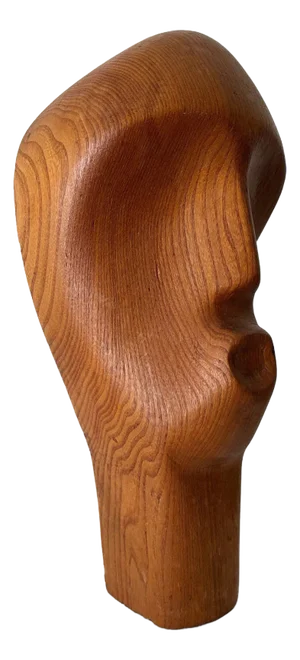 Modernist Abstract Bust Sculpture in Wood, Britain, Mid-20th Century