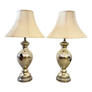 Mid 20th Century Hollywood Regency Mercury Glass Table Lamps - a Pair For Sale