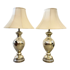 Mid 20th Century Hollywood Regency Mercury Glass Table Lamps - a Pair