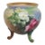 French Style Footed Porcelain Jardiniere Hand Painted Green With Flowers 4998b For Sale