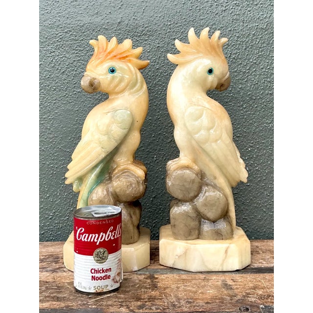Vintage Onyx and Alabaster Cockatoos - A Pair For Sale In West Palm - Image 6 of 12